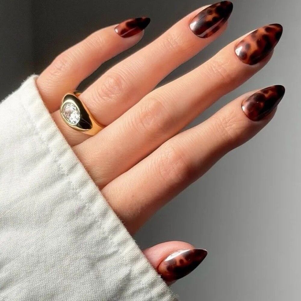 Glamnetic Press on Nails Main Reference Short Almond Tortoiseshell Brown NIB New